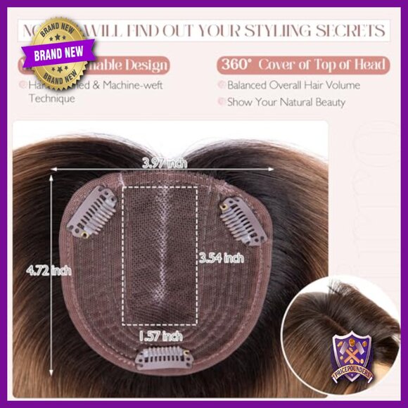 Human Hair Topper Silk Base 3.94x4.72 Inches for Thinning Hair - Picture 4 of 6